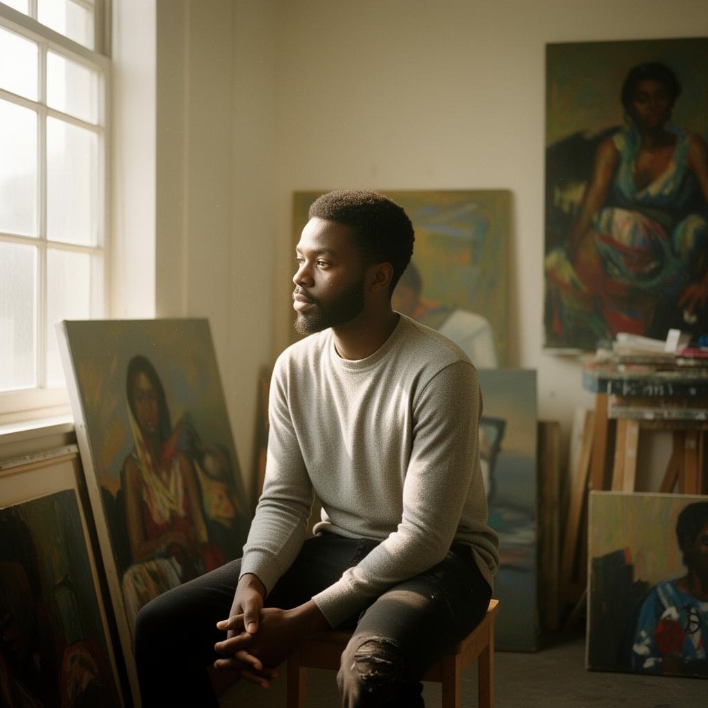 Portrait of the artist in the studio
